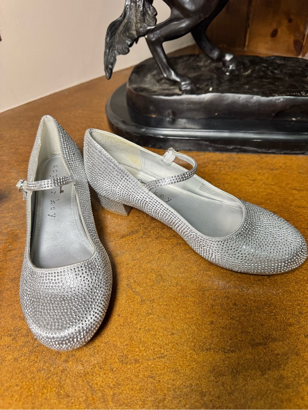 Copper Key Silver Rhinestone Mary Jane Flats - Picture 2 of 3